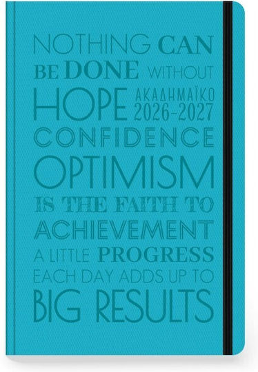 Academic Diary Three-Year 2026-2027 Daily 14,5x21,5 Opus Elastic Pen Turquoise 897060