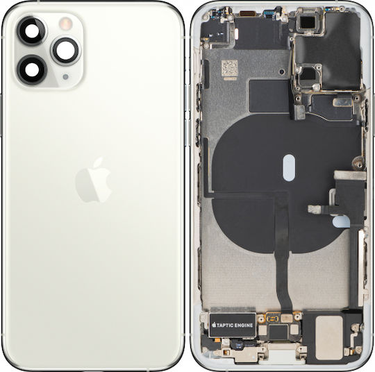 Капак на батерията Задно стъкло Средна рамка Apple Iphone 11 Pro Пълни резервни части Сребрист Изтеглен Клас А