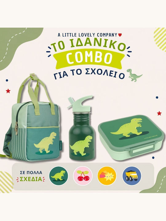 With Stainless Steel Water Bottle & Bento Lunchbox School Set Silver