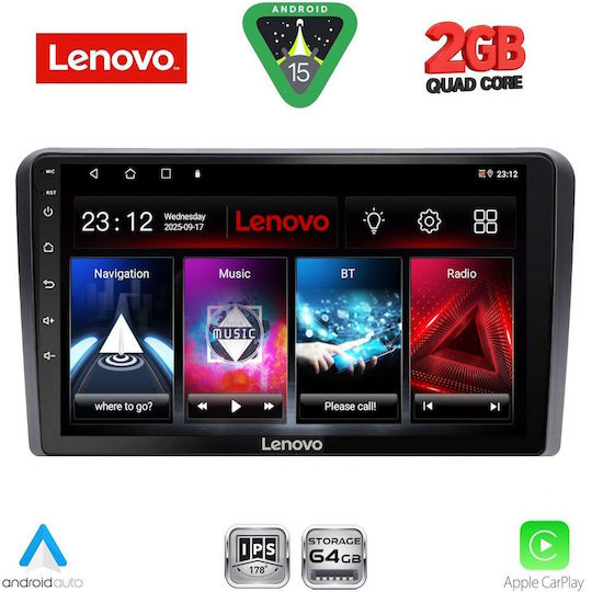 Lenovo Автомобилна Аудио Система за Fiat Panda 2003-2012 Bluetooth USB Вграден Wi-Fi GPS Apple CarPlay Android Auto с Touch Screen 9"