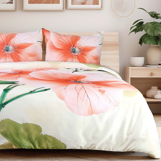 Darymex Baumwollsatin Bettbezug Set 180x200cm Halbdoppel mit Kissenbezug Creme