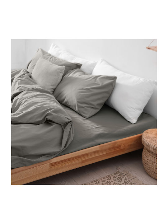 Darymex King Size Flanell Bettlaken mit Gummibettlaken 200x220cm Grau Farbe
