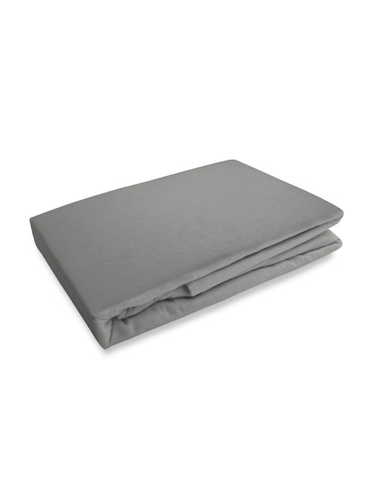 Darymex Double Flannel Bed Sheet With Rubber Hugger 140x200cm Grey