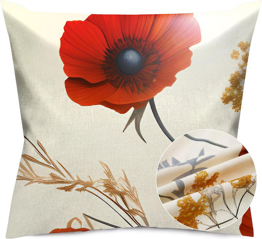 Darymex Dekorativer Kissenbezug aus 100% Baumwolle Rote 40x40cm