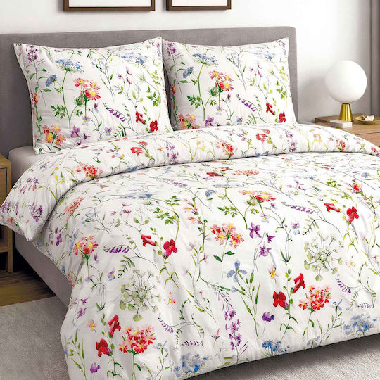 Darymex Darymex Baumwollbettbezug Set 180x200cm Halbdoppel mit Kissenbezug Bunte Frühlingsblumen