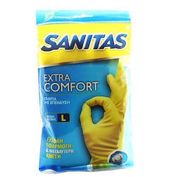 Sanitas Pair of General Purpose Cleaning Gloves Plastic Large Yellow