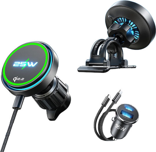 Lisen Car Holder Wireless Charger W116 Yl0225060018 Air Vent Dashboard Cooling Fan 25w Qi2.2 Black