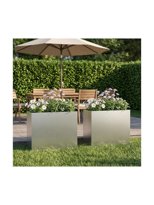 vidaXL Set of 2 Metallic Silver Flower Pots 50x20x40cm