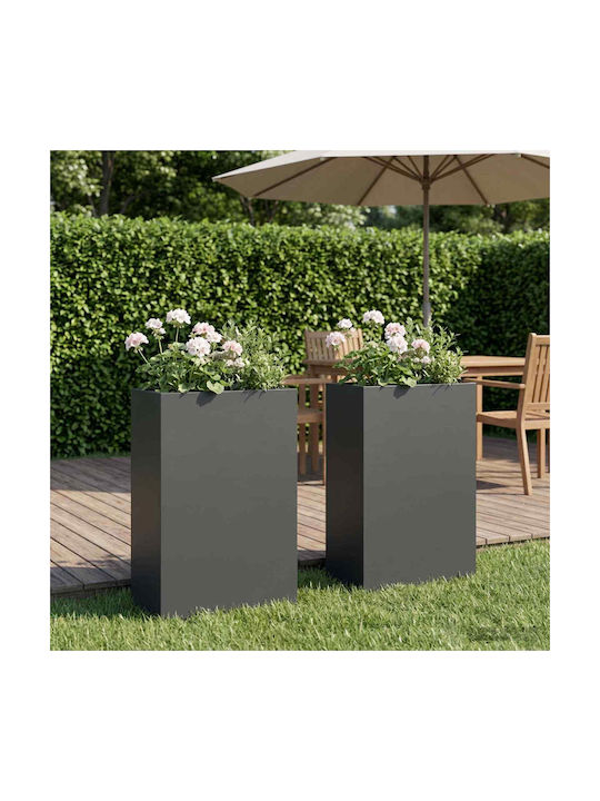 vidaXL Set of 2 Metallic Flower Pots Anthracite...