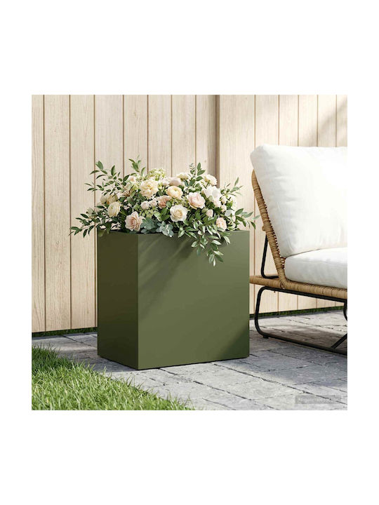 vidaXL Ghiveci Metalic Verde Măsliniu 50x30x40 cm