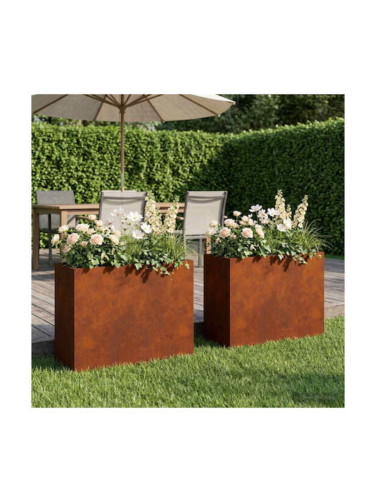 vidaXL Set of 2 Metallic Flower Pots Rusty 50x2...
