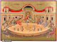 Last Supper Aged Gold-Stamped Icon Wood 19 X 26 Cm 7.5 X 10.2 In