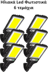 Set 6 Lampi Solare Montate Pe Perete Alb Rece 6500K Cu Senzor De Mișcare Fotocelulă Și Telecomandă IP65