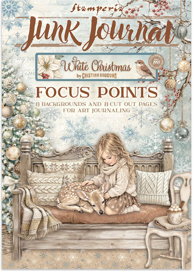 Junk Journal Focus Point Изрязвания Фонове Бяла Коледа