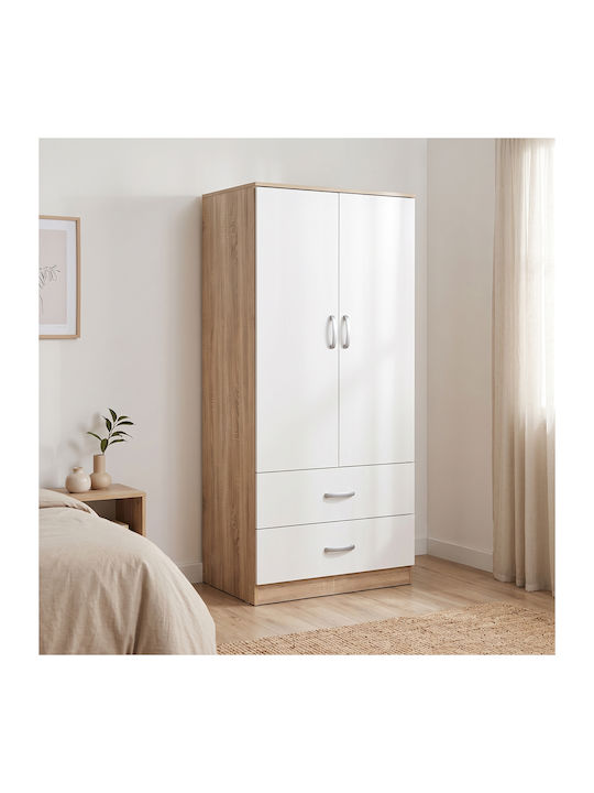 Alvia Δίφυλλη Ντουλάπα Λευκό 80x51.5x180cm