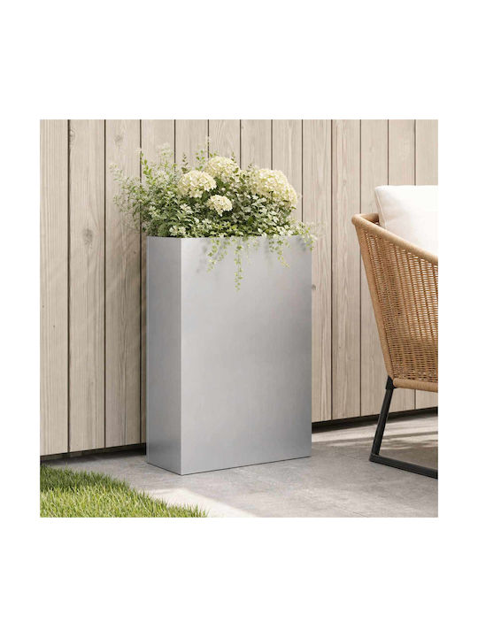 vidaXL Metallischer Blumentopf Silbern 50x20x75cm