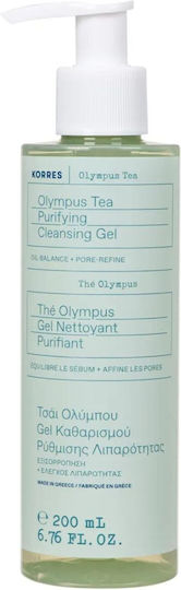 Korres Olympus Tea Gel De Curățare a Feței pentru Controlul Sebumului și Acțiune Antioxidantă 200ml