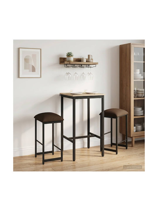 Σκαμπό Μπαρ Ξύλινο Taupe 2τμχ 40x32x64εκ.