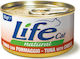 Nasses Katzenfutter für Erwachsene Katzen in Dose mit Thunfisch, Käse und Reis 24x85gr