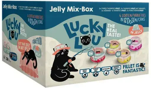 Lucky Lou Extrafood Wet Cat Food in Cans with Meat Fish and Chicken Grain Free 12x70gr