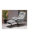 Houston 2179 Swivel Armchair with Footstool Light Grey 75x90x100cm