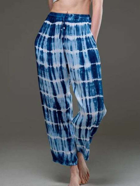Pin Up Damen Stoffhose Blau