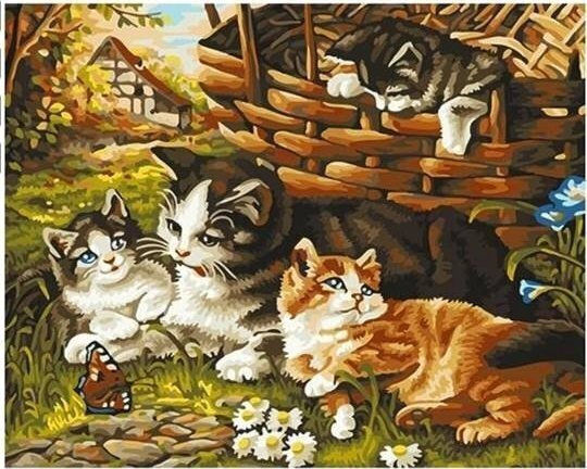 Norimpex Диамантено Мозайка Котки Семейство В Кошница В Градина 30x40