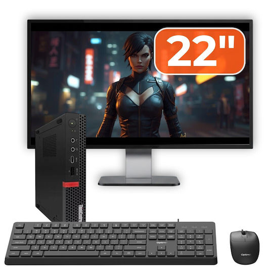 Lenovo ThinkCentre M720q + Monitor 22" + Tastatură + Mouse OptimX Pro KM500 Refurbished Grad A (Core i7-8700T/8GB/256GB SSD/Fără Sistem de Operare)