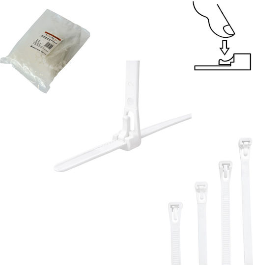Tretytka Plastik Kabelbinder 100mmx7.2mm in Weiß Farbe (1Stück)