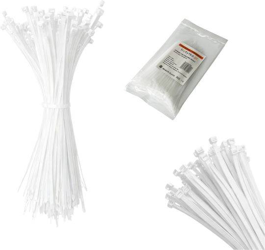 Tretytka Plastische Kabelbinder 80mmx2.5mm in Weiß Farbe (100 Stück)