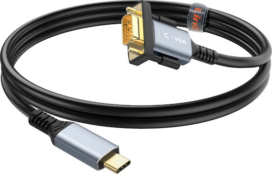 Linq Видео адаптер кабел USB-C към VGA 1.8m Full HD 1080p резолюция Черен
