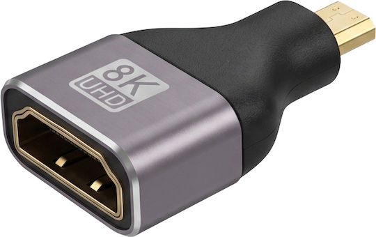 Linq Video Adapter Micro-hdmi Male To Hdmi 2.1 Female 8k Uhd Grey