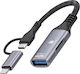 Linq Адаптер USB-C Lightning към USB 3.0 5Gbps Четец за Micro SD Сив