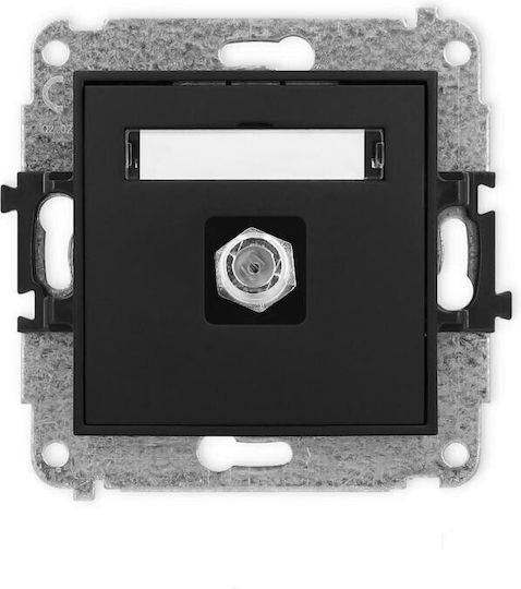 Icon Single Type F Sat Antenna Jack Mechanism Nickel Plated Matt Black 12igf-1
