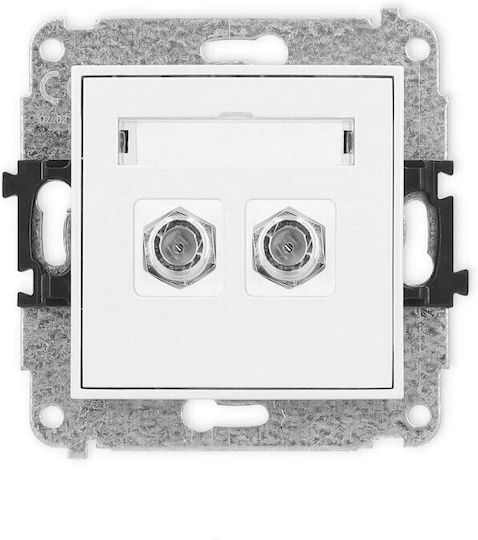 Mini Dual Tip Prizele Pentru Antene TV Sâmbătă Mecanism Priză Antenă F Placă Nichelată Alb Mat 25mgf-2