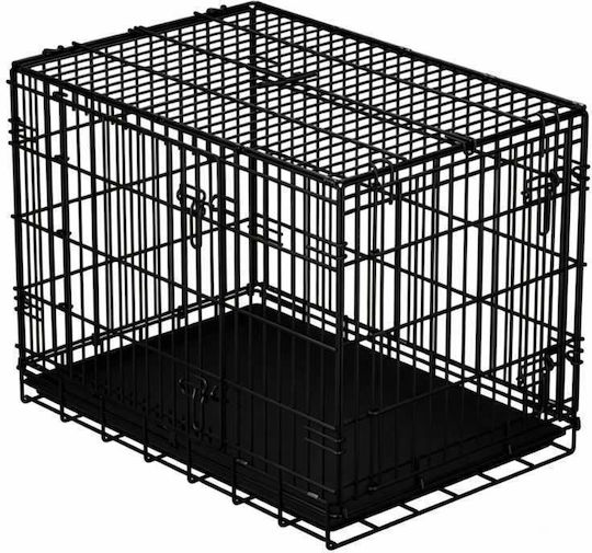 Wire Dog Cage with 2 Doors Black 91x57x63.5cm