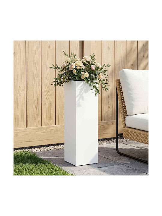 vidaXL Ghiveci De Flori Metalic Alb 20x20x75cm