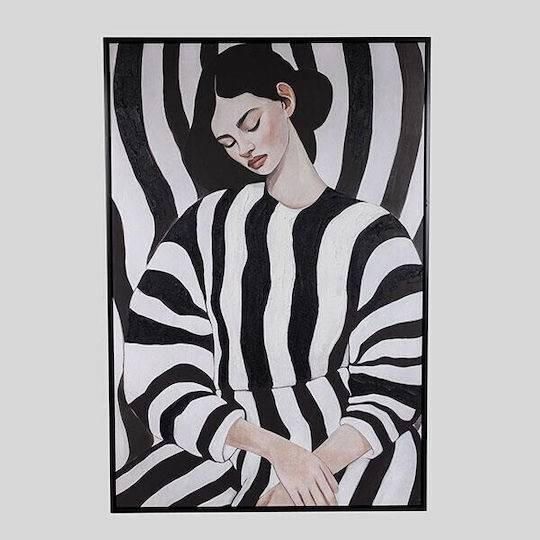 Canvas Painting Black Frame Design Female Figure White Black L 80x120cm K 812-10030