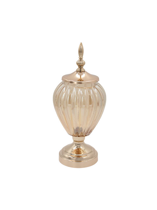 Keskor Glass Sweet Jar with Lid 16x16x33cm Gold