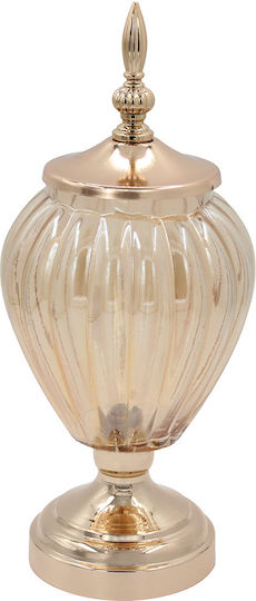 Keskor Glass Sweet Jar with Lid 16x16x33cm Gold