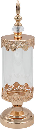 Keskor Glass Sweet Jar with Lid 11.5x11.5x40cm Gold