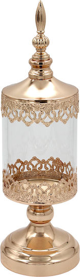 Keskor Glass Sweet Jar with Lid 11.5x11.5x37cm Gold