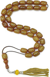 Roloi Komboloi Worry Beads with 33 Beads Made of Mastic Length 37cm Yellow