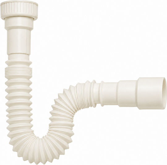 kcherouvim Plastic Flexible Siphon with 40mm Outlet White