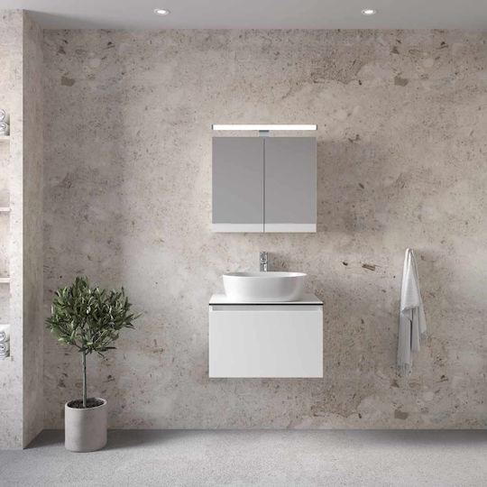 Furnibath Sevilla 60 Πάγκος με Νιπτήρα & Καθρέπτη με Φως Μ61xΒ50xΥ46cm White