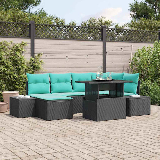 vidaXL Garten- und Outdoor-Möbelsets 7 Stück Wohnbereich mit Kissen
