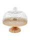 Keskor Glass Gold Cake Stand 28x28x28cm