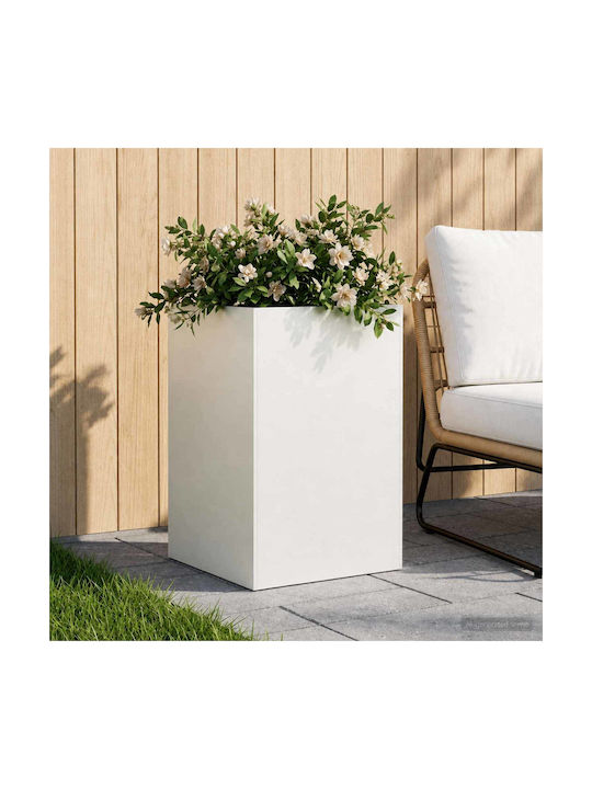 vidaXL Ghiveci De Flori Metalic Alb 40x40x75cm