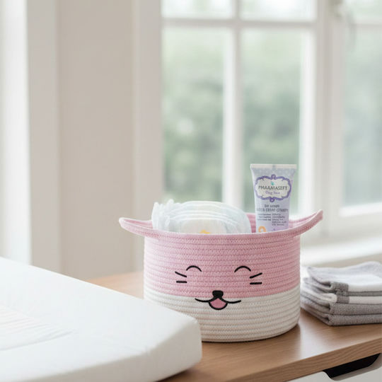 Gamberritos Kids Children's Fabric Storage Basket Kitten Pink 30x20cm