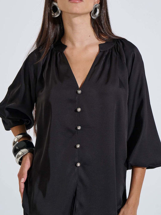 Bill Cost Women's Satin Long Sleeve Blouse with...
